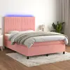 vidaXL Sommier à lattes de lit matelas et LED Rose 140x200 cm Velours