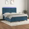 vidaXL Sommier à lattes de lit matelas et LED Bleu foncé 160x200 cm