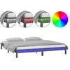 vidaXL Cadre de lit à LED gris 120x190 cm petit double bois massif