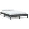 vidaXL Cadre de lit Gris 150x200 cm Bois de pin massif Très grand