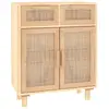 vidaXL Buffet Marron 60x30x75 cm Bois de pin massif et rotin naturel