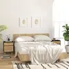 vidaXL Tables de chevet 2 pcs Noir Bois de pin massif et rotin naturel