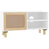 vidaXL Meuble TV Blanc 80x30x40 cm Bois de pin massif et rotin naturel