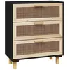 vidaXL Buffet Noir 60x30x70 cm Bois de pin massif et rotin naturel