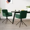 VIDAXL 2x Chaises Pivotantes de Salle à Manger Fauteuils à Dîner Chaises de Repas Chaises de Cuisine Hauteur Réglable Vert Foncé Velours