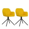 vidaXL Chaises pivotantes à manger lot de 2 Jaune Velours