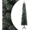 vidaXL Sapin de Noël artificiel mince avec support Vert 240 cm PVC