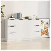 vidaXL Buffets 3 pcs Blanc Bois d'ingénierie