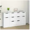 vidaXL Ensemble de buffets 3 pcs Blanc Bois d'ingénierie