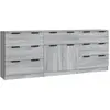 vidaXL Buffets 3 pcs Sonoma gris Bois d'ingénierie