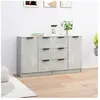 vidaXL Buffets 2 pcs Gris béton 60x30x70 cm Bois d'ingénierie