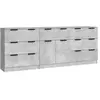 vidaXL Buffets 3 pcs Gris béton Bois d'ingénierie