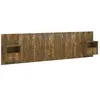 vidaXL Tête de Lit avec Armoires Meuble de Chambre à Coucher Accessoire de Lit Tête de Lit Murale Flottante Chêne Fumé Bois d'Ingénierie