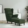 vidaXL Fauteuil à oreilles avec tabouret vert foncé velours