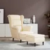 vidaXL Fauteuil à oreilles avec tabouret crème velours