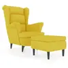 vidaXL Fauteuil à oreilles avec tabouret jaune moutarde velours