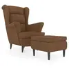 vidaXL Fauteuil à oreilles avec tabouret marron velours