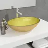 vidaXL Lavabo Verre 50x37x14 cm Doré