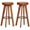 vidaXL Tabourets de bar 2 pcs Cuir véritable et bois d'acacia solide