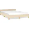 vidaXL Cadre de lit avec tête de lit Crème 140x190 cm Tissu