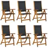 vidaXL Chaises de jardin pliantes 6 pcs Bois d'acacia massif Textilène
