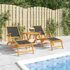 vidaXL Chaises longues d'extérieur et table Acacia massif et textilène