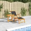 vidaXL Chaise longue d'extérieur avec table Acacia massif et textilène