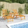 vidaXL Chaise longue d'extérieur avec repose-pieds 2 pcs Acacia solide