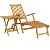 vidaXL Chaise longue d'extérieur repose-pieds et table Acacia solide