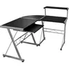 vidaXL Bureau d'ordinateur d'angle Noir 132x112x99cm Bois d'ingénierie