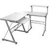 vidaXL Bureau d'ordinateur d'angle Blanc 132x112x99 cm Bois ingénierie