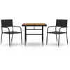 vidaXL Mobilier à dîner d'extérieur 3 pcs Résine tressée Noir