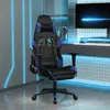 vidaXL Chaise de jeu de massage et repose-pied Noir et bleu Similicuir