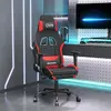 vidaXL Chaise de jeu de massage avec repose-pied Noir et rouge Tissu