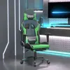 vidaXL Chaise de jeu de massage et repose-pied Noir et vert Similicuir