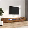 vidaXL Ensemble de meubles TV avec lumières LED 3 pcs Chêne fumé