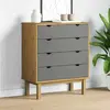 vidaXL Commode OTTA Marron et gris 76,5x39,5x90 cm Bois de pin massif