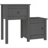 vidaXL Table de chevet Gris 79,5x38x65,5 cm Bois de pin massif