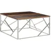 vidaXL Table basse argenté acier inoxydable et bois de mélèze massif