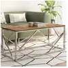 vidaXL Table basse argenté inox et bois de récupération massif