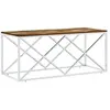 vidaXL Table basse acier inoxydable et bois massif de récupération