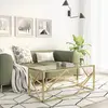 vidaXL Table basse doré acier inoxydable et verre trempé