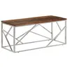 vidaXL Table basse argenté inox et bois de mélèze massif