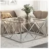vidaXL Table basse argenté acier inoxydable et verre trempé