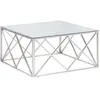 vidaXL Table basse argenté acier inoxydable et verre trempé
