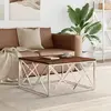 vidaXL Table basse acier inoxydable et bois massif de récupération