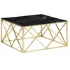 vidaXL Table basse doré acier inoxydable et verre trempé