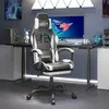 VIDAXL Chaise de jeu pivotante et repose-pied Noir et blanc Similicuir
