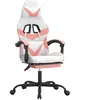 VIDAXL Chaise de jeu pivotante et repose-pied Blanc et rose Similicuir