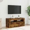 vidaXL Meuble TV avec lumières LED Chêne fumé 90x35x40 cm